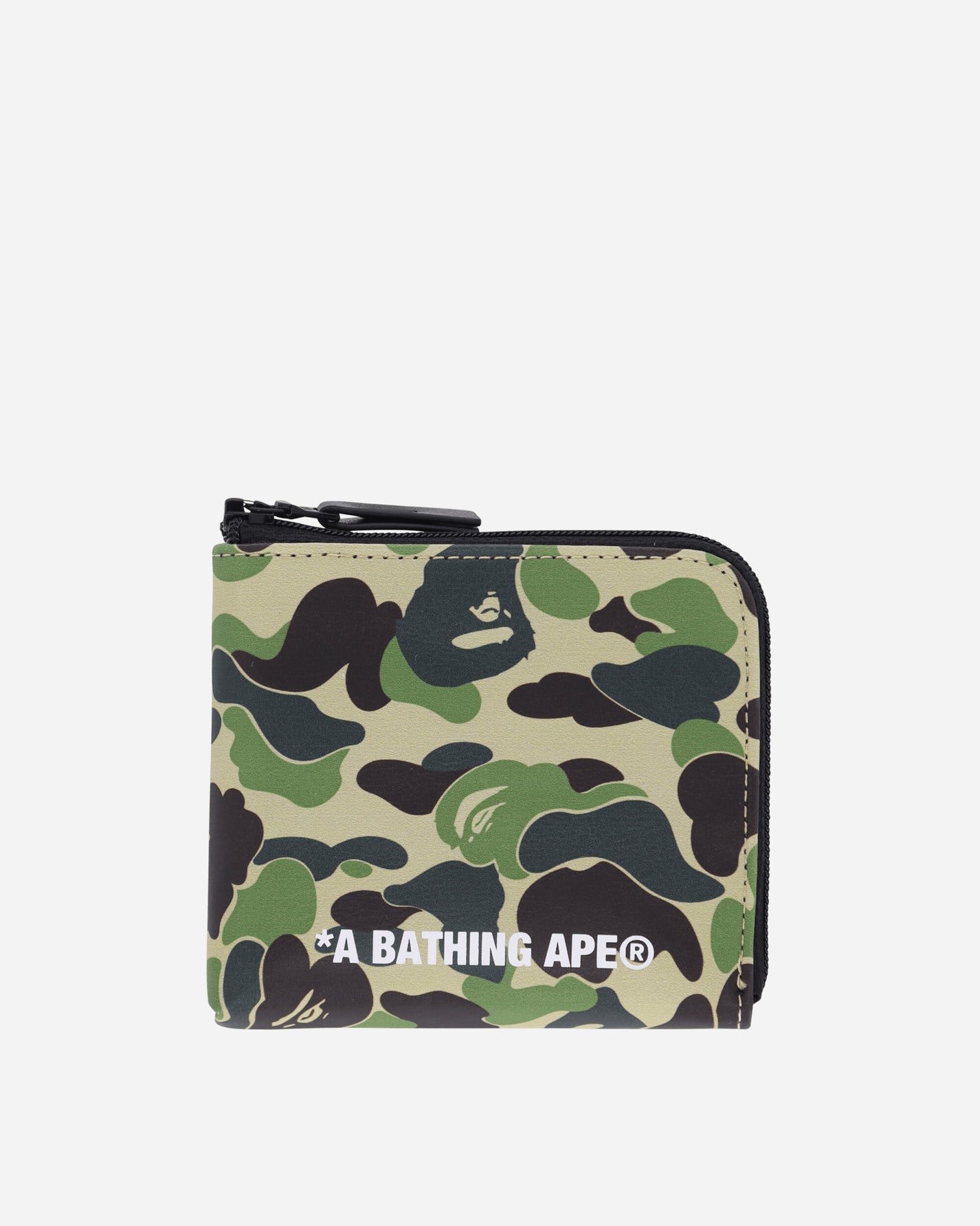 A Bathing Ape Abc Camo Pu Leather Mini Zipped Wallet M Green Wallets and Cardholders Zip Wallets 1K80190018 GREEN