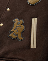 A Bathing Ape Line Camo Multi Logo Wool Varsity Jacket M Brown Coats and Jackets Jackets 1L30141302 BROWN