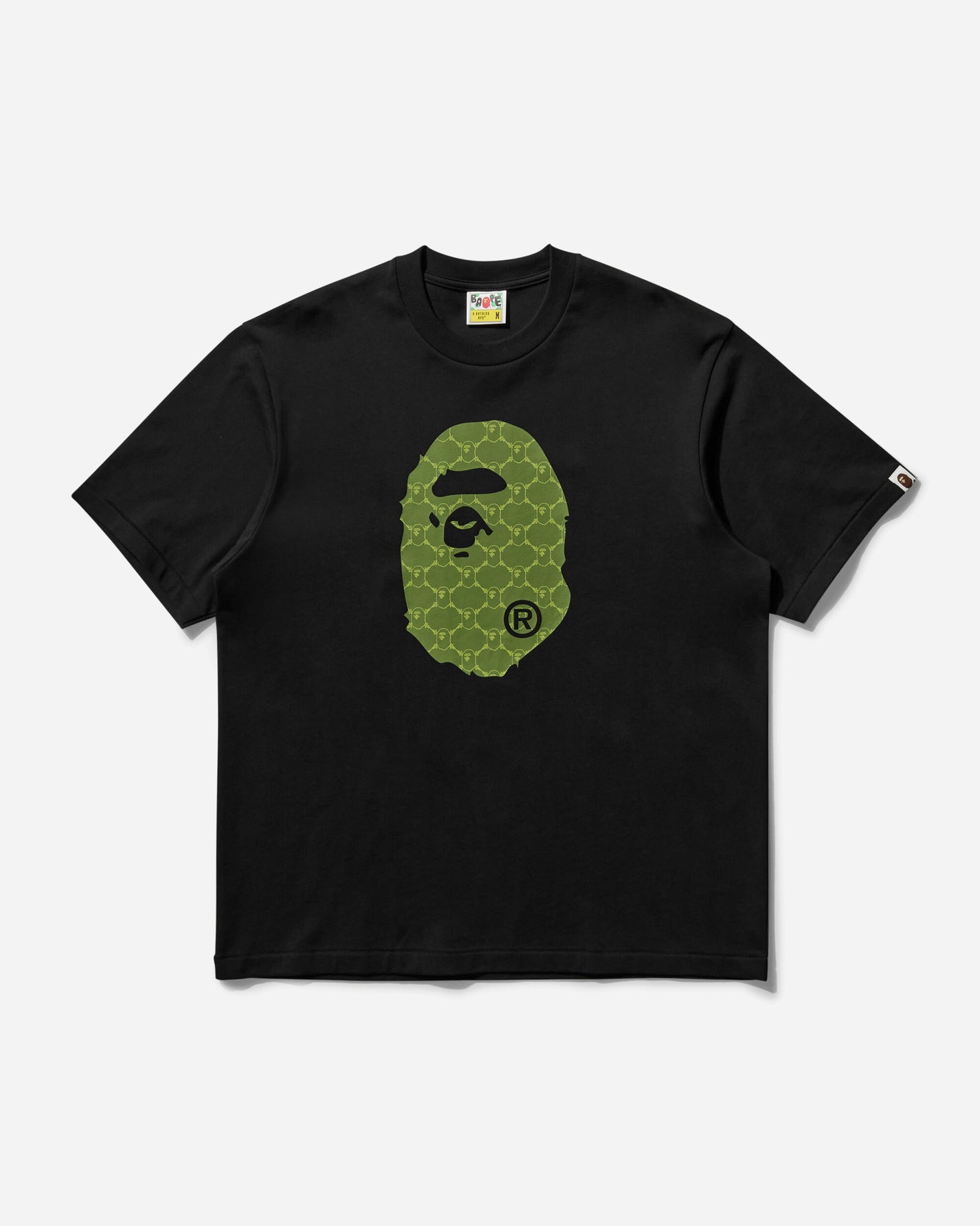 A Bathing Ape College Monogram Ape Head Relaxed Fit Tee M Black T-Shirts Shortsleeve 1L30110334 BLACK