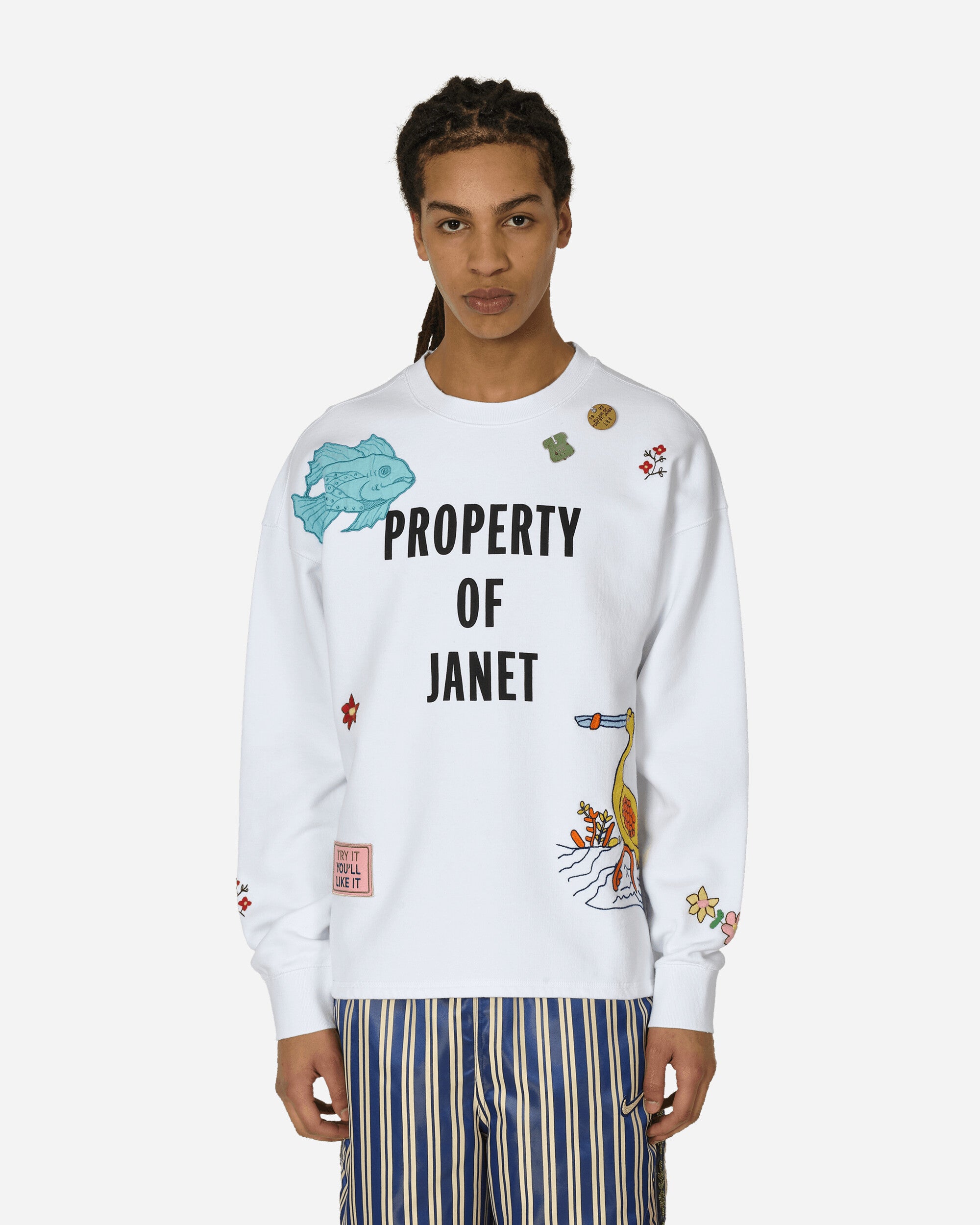 Bode Property Of Janet Crewneck White Sweatshirts Crewneck MRS24CS008 1