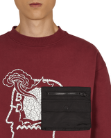 Brain Dead Saturated Voids Vintage Wash Burgundy Sweatshirts Crewneck BDF21T10002098 RD05