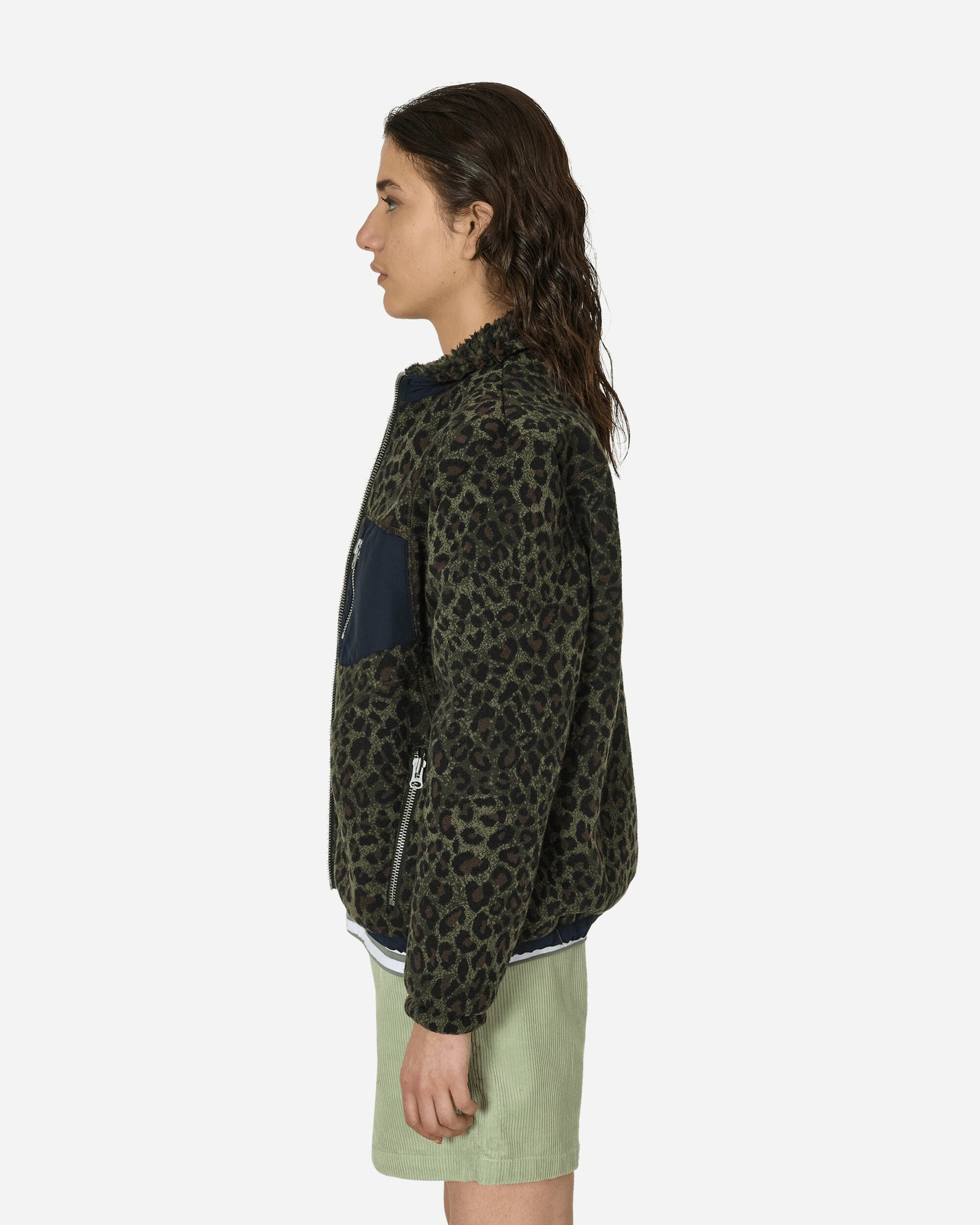 Brain Dead Leopard Reverse Sherpa Jacket Olive Coats and Jackets Fleece Jackets O09002268GR OLIVE