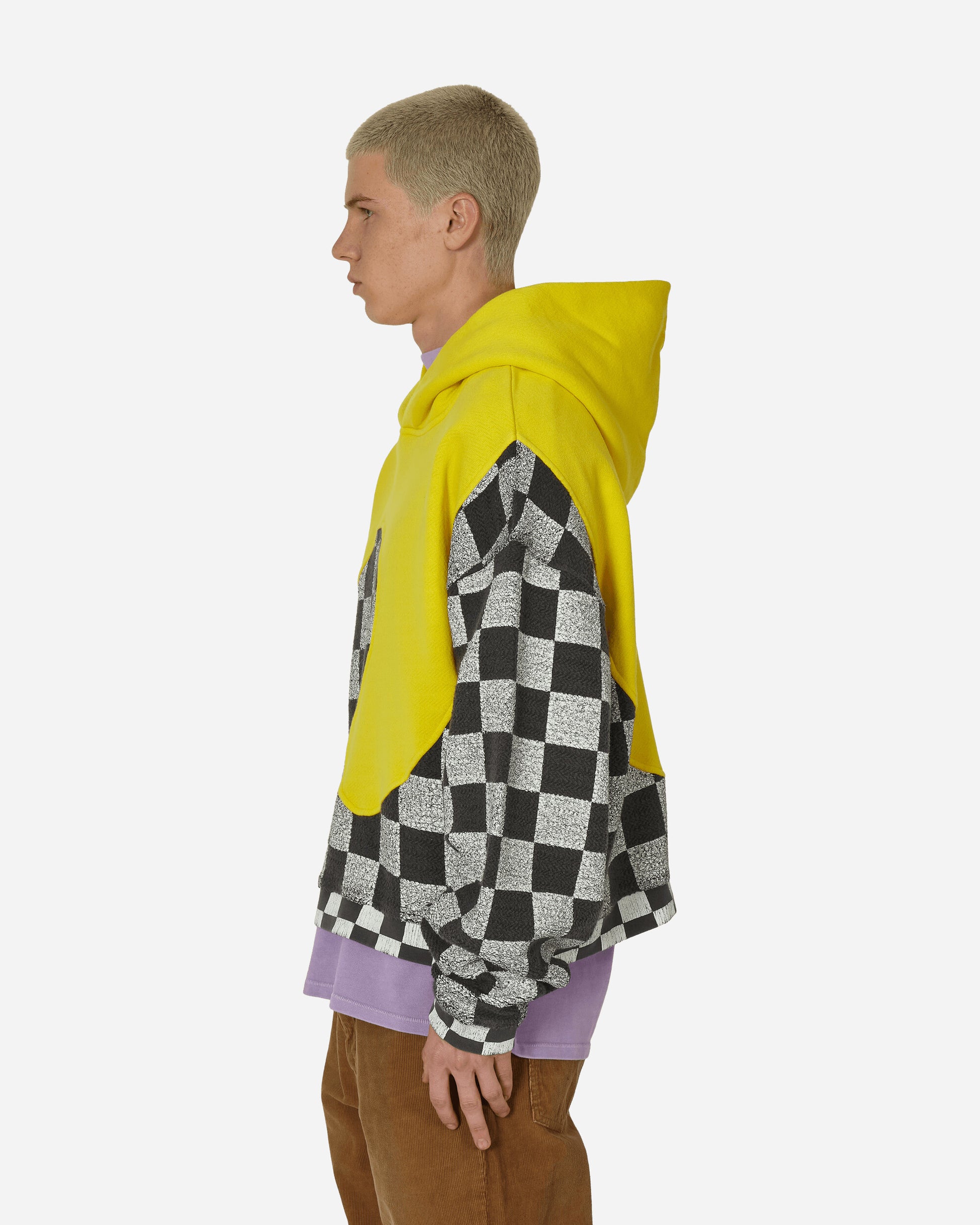ERL Yellow Checker Swirl Hoodie Knit Yellow Checker Sweatshirts Hoodies ERL08T022 1