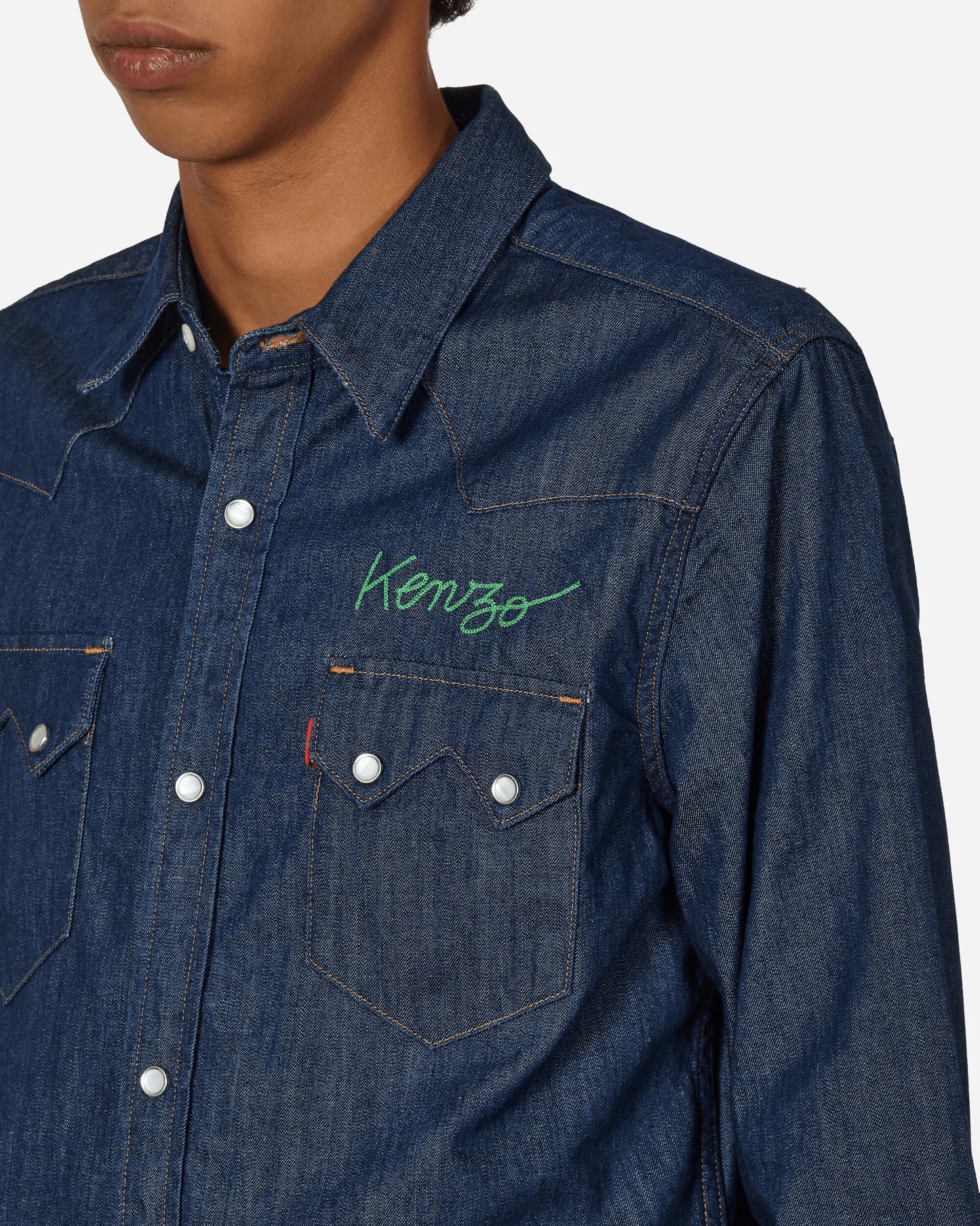 KENZO Paris Kenzo X Levi'S Denim Western Shirt Cherry Shirts Longsleeve Shirt FD65DC414LE6 DM