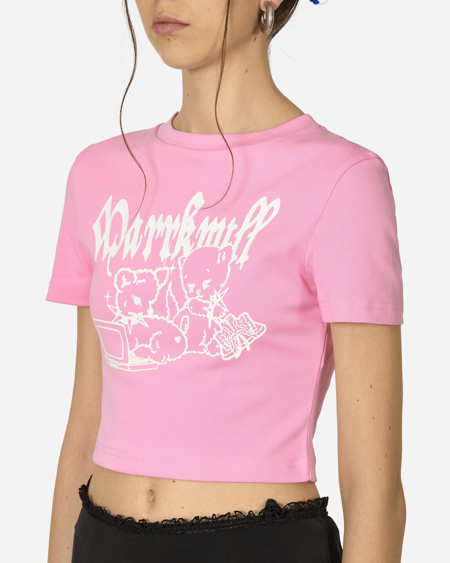 MARRKNULL Wmns Pink Punk Bear Slim-Fit T-Shirt Pink T-Shirts Cropped MN24SS01223 PINK