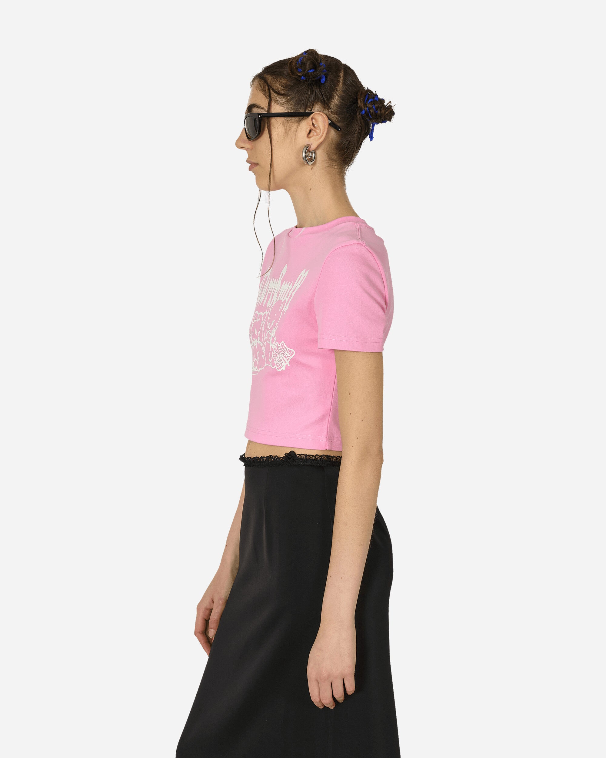 MARRKNULL Wmns Pink Punk Bear Slim-Fit T-Shirt Pink T-Shirts Cropped MN24SS01223 PINK
