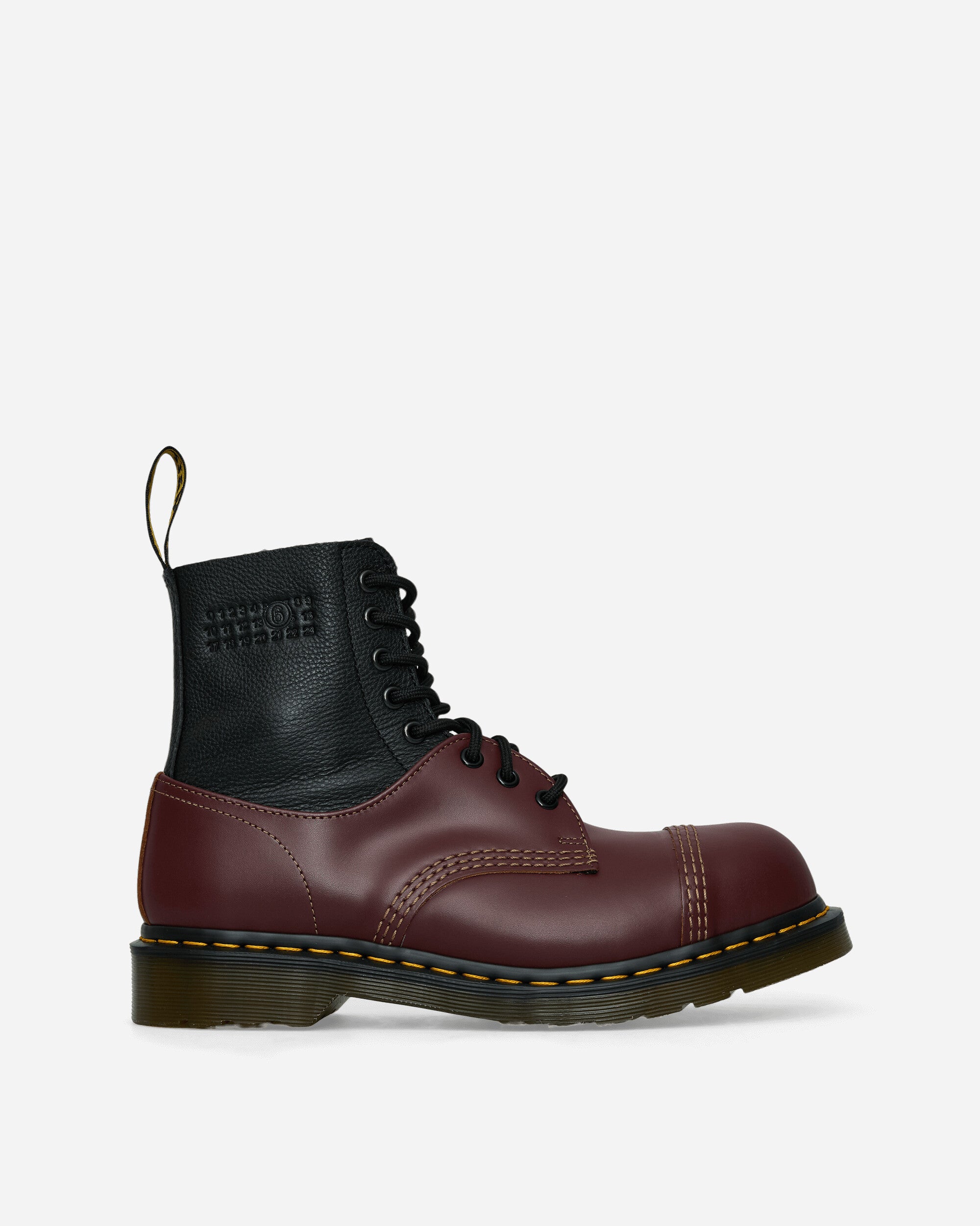 MM6 Maison Margiela 1460 - Twisted And Reimagined - Steel Toe Black / Oxblood Boots Mid Boot S66WU0125P8029 H6077