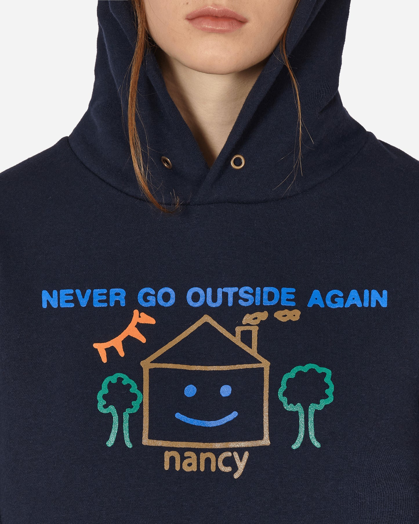 Nancy Never Go Outside Again Hoody Navy Sweatshirts Hoodies NA068 001