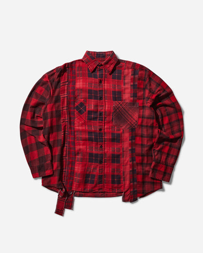 Needles Flannel Shirt -> 7 Cuts Shirt / Over Dye Red Shirts Longsleeve Shirt PU353 A