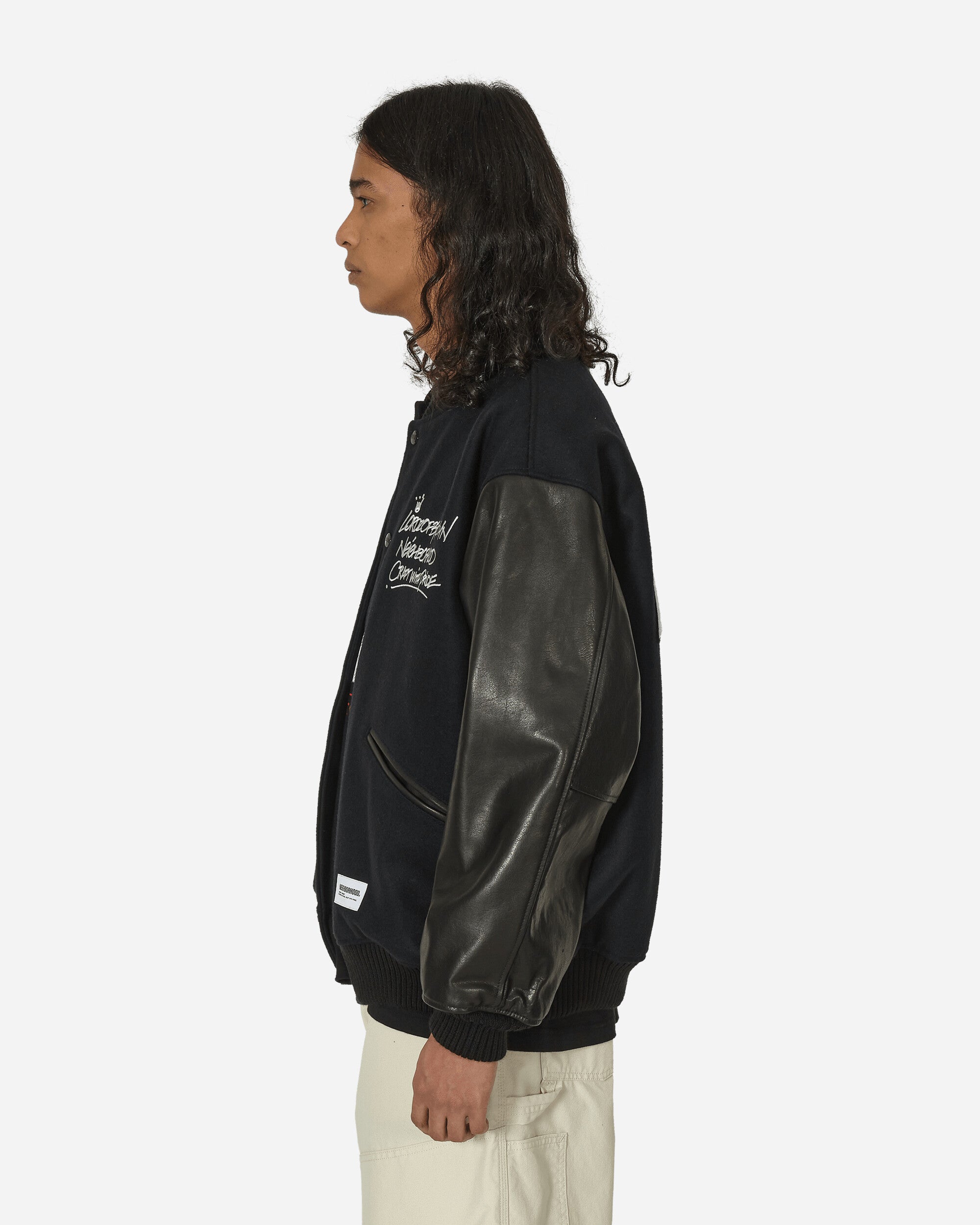 Neighborhood Nh × Lordz Of Brooklyn . Stadium Jacket Black Coats and Jackets Leather Jackets 232SZNH-JKM01S BK