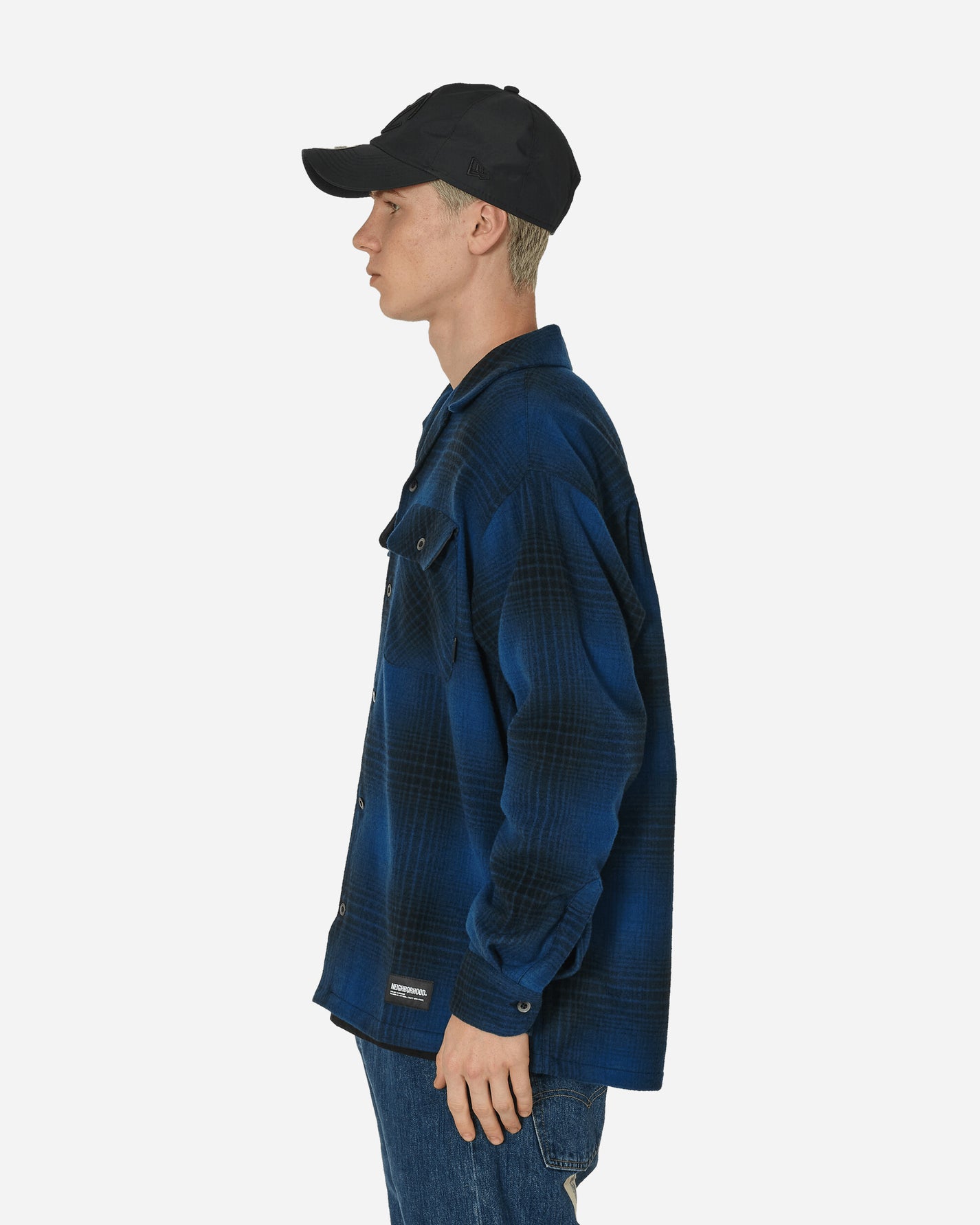 Neighborhood Wool Hombre Check Shirt Ls Blue Shirts Longsleeve Shirt 232BENH-SHM03 BL