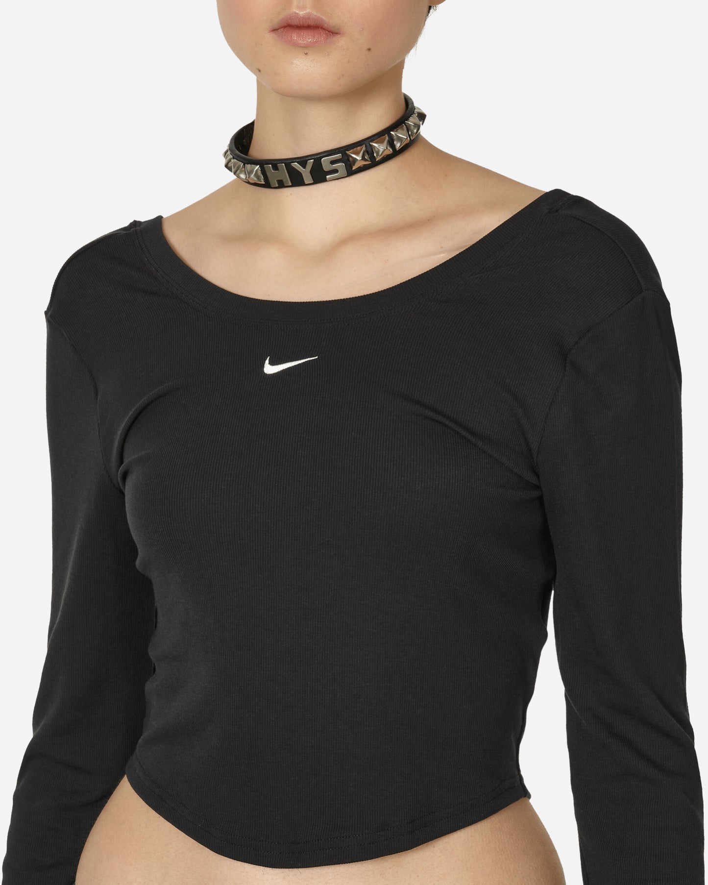 Nike Wmns W Nsw Nk Chll Knt  Mrib Ls Top Black/Sail T-Shirts Longsleeve FN3661-010