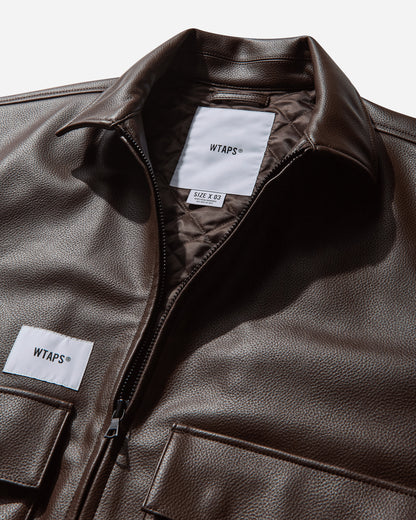 WTAPS Jacket 04 Brown Coats and Jackets Leather Jackets 242CWDT-JKM04 002