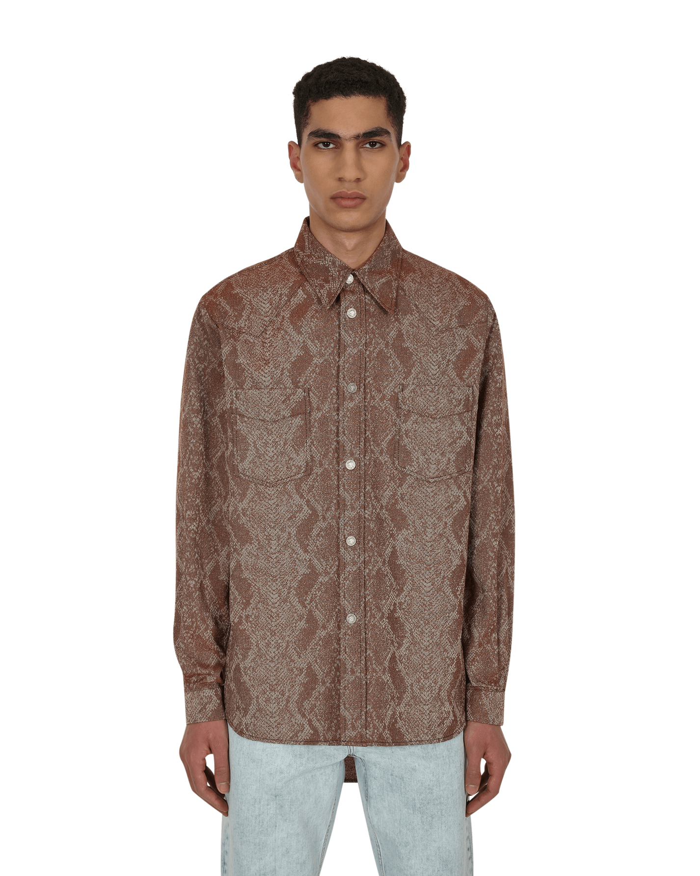 Acne Studios Sirius Python Jacquard Rust Red Shirts Longsleeve BB0446- CTB