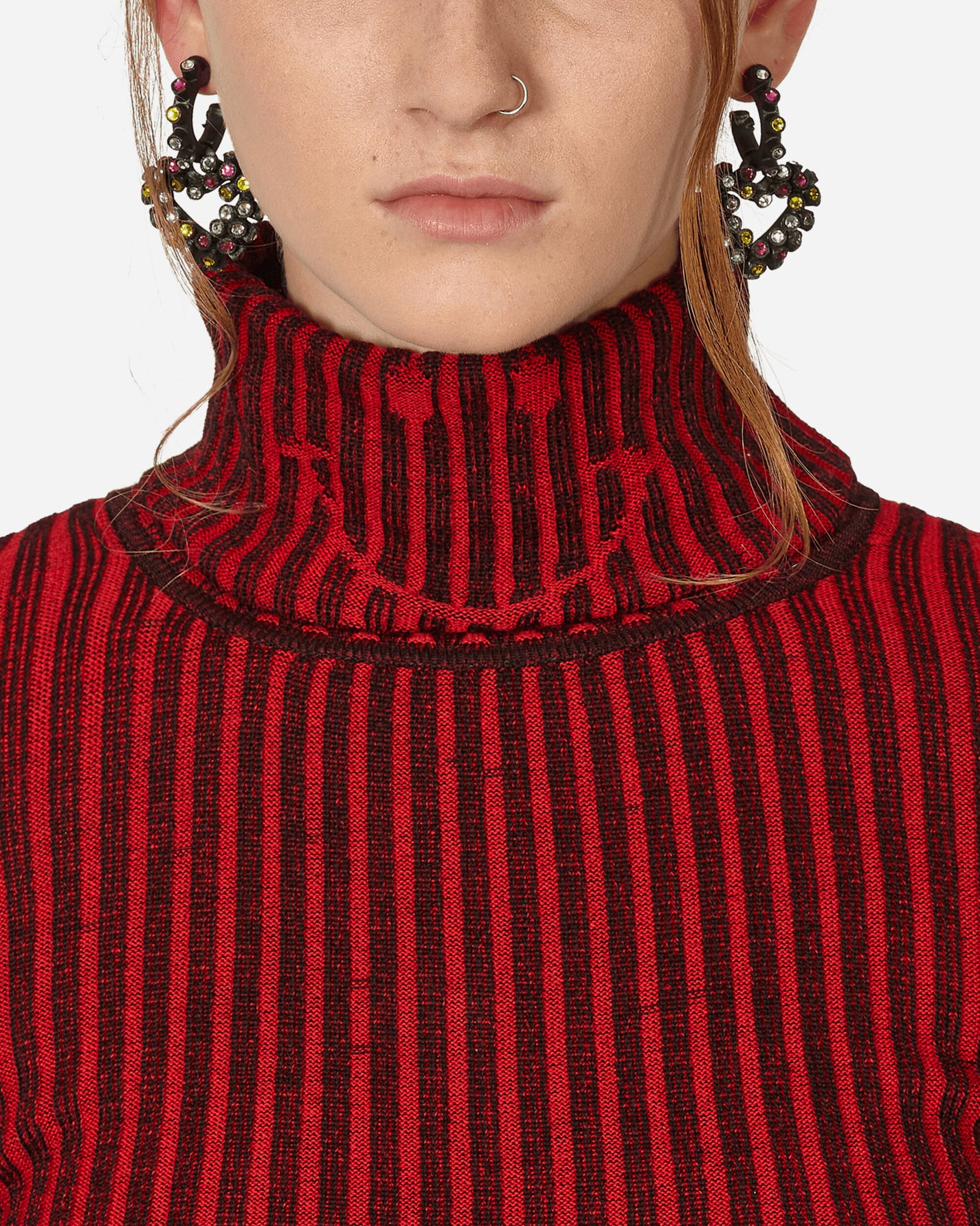 Chet Lo Wmns Smiley Collab Turtleneck Black/Red Knitwears Turtleneck FW23CL16 1