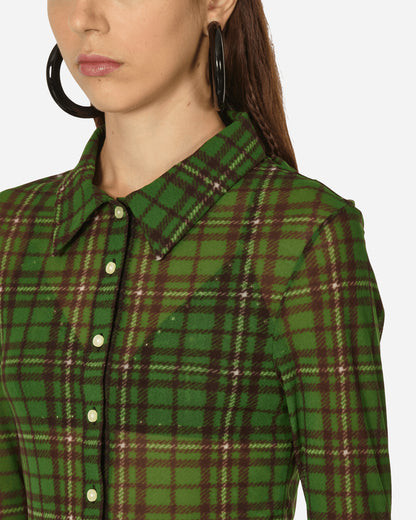 Priscavera Wmns Button Down Top Green Tartan Shirts Longsleeve Shirt 00165-107 GT