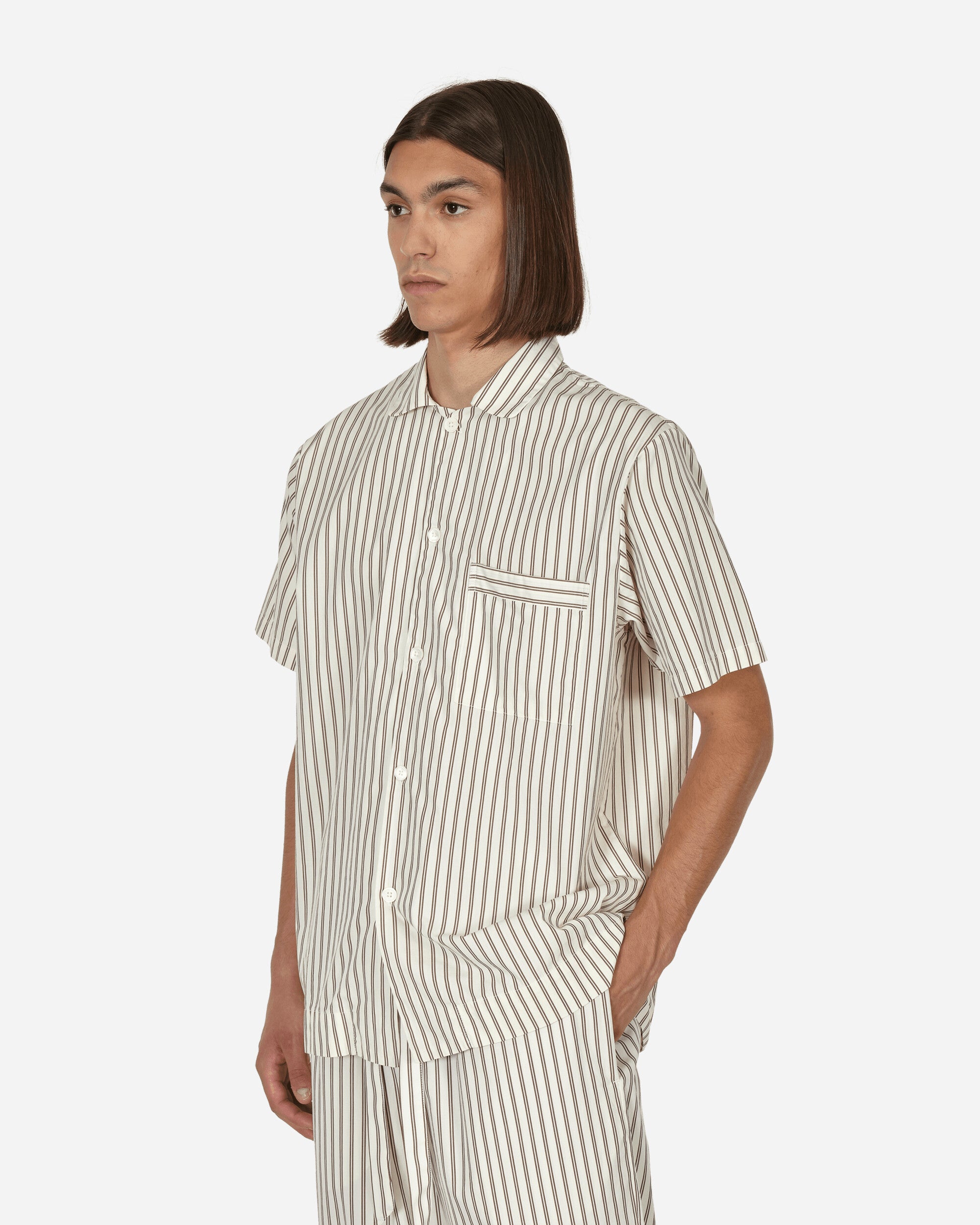 Tekla Poplin - Pyjamas Short Sleeve Shirt Hoppe Stripes Underwear Pajamas SWE HS